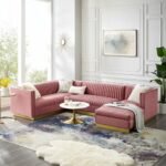 Cecilie Wide Velvet Symmetrical Sectional U-Shape Sofa - Image 9