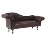 Chesterfield Brown Faux Leather Chaise Lounge - Image 3