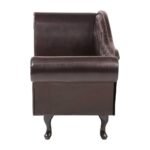 Chesterfield Brown Faux Leather Chaise Lounge - Image 4
