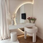 Luxury Floating Dressing Table with LED Mirror & Storage
