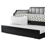 Fabric Upholstered Wooden Daybed with Vertical Tufting, Gray and Black - Image 4