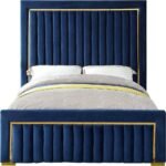 Atlas Gold Trim High Headboard Velvet Upholstery Bed - Image 6