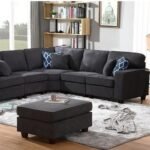 Gray Woven 6-Seater Modular Sectional Sofa with Ottoman