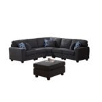 Gray Woven 6-Seater Modular Sectional Sofa with Ottoman - Image 3