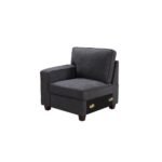 Gray Woven 6-Seater Modular Sectional Sofa with Ottoman - Image 4