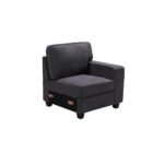 Gray Woven 6-Seater Modular Sectional Sofa with Ottoman - Image 8