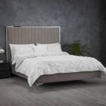 Slumber Sphere Grey Velvet King Size Bed Frame With Mirrored Headboard
