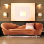 Modern Curved 3-Seater Chaise Lounge Sofa with Velvet Upholstery