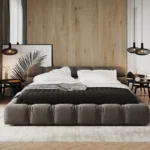 Kujea Platform Linen Fabric Upholstered Bed