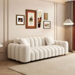 Luxury Minimalist Living Room Candy Boucle Fabric Sofa - Image 2
