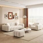 Luxury Minimalist Living Room Candy Boucle Fabric Sofa - Image 3
