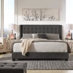 Nidona Tufted Linen Wingback Bed - Image 3