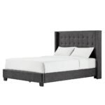 Nidona Tufted Linen Wingback Bed - Image 4