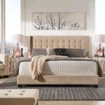 Nidona Tufted Linen Wingback Bed - Image 5