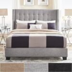 Nidona Tufted Linen Wingback Bed - Image 7