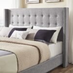 Nidona Tufted Linen Wingback Bed - Image 8