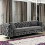 Buy Sapphira Modern Elegant Button Tufted Design Solid Wood 3 Seater Sofa in Dubai