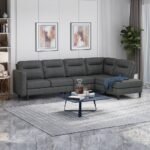 Modern Fabric Upholstered Sofa with Chaise Lounge - Image 3