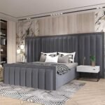 Comfort Cloud Modern Velvet Upholstered Platform Bed