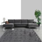 Modern XL Velvet Upholstery U-Shaped Sectional Sofa