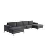 Modern XL Velvet Upholstery U-Shaped Sectional Sofa - Image 4