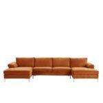 Modern XL Velvet Upholstery U-Shaped Sectional Sofa - Image 6