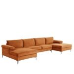 Modern XL Velvet Upholstery U-Shaped Sectional Sofa - Image 7