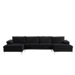 Modern XL Velvet Upholstery U-Shaped Sectional Sofa - Image 10