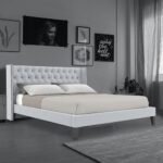 Chelsea Queen size Upholstered Bed in Light Grey Colour