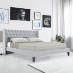 Chelsea Queen size Upholstered Bed in Light Grey Colour - Image 3