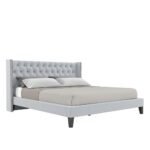 Chelsea Queen size Upholstered Bed in Light Grey Colour - Image 5