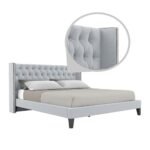 Chelsea Queen size Upholstered Bed in Light Grey Colour - Image 6