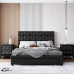 Heavenly Haven Platform Bed With 2 Nightstands and an Upholstered Headboard