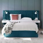 Leona Luxury Wall Panel Velvet Fabric Upholstered Bed
