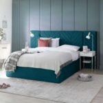 Leona Luxury Wall Panel Velvet Fabric Upholstered Bed - Image 2