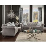 Royal Style Tufted Sofa in Light Mocha Fabric - Image 2