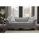 Royal Style Tufted Sofa in Light Mocha Fabric - Image 3