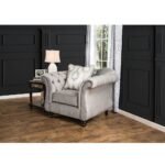 Royal Style Tufted Sofa in Light Mocha Fabric - Image 4