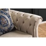 Royal Style Tufted Sofa in Light Mocha Fabric - Image 7