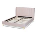 Serene Sway Glam & Luxe Velvet Upholstered Bed With Gold Tone Legs - Image 4