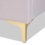 Serene Sway Glam & Luxe Velvet Upholstered Bed With Gold Tone Legs - Image 5