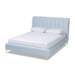 Serene Sway Glam & Luxe Velvet Upholstered Bed With Gold Tone Legs - Image 6