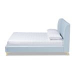 Serene Sway Glam & Luxe Velvet Upholstered Bed With Gold Tone Legs - Image 7