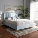 Serene Sway Glam & Luxe Velvet Upholstered Bed With Gold Tone Legs