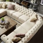 Scroll Arm Chesterfield 11-seat U-shaped Sectional Sofa