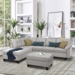 Sectional Sofa Set with Chaise Lounge, Storage Ottoman