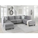 Simona Grey Velvet 8-Seater Modular Sectional Sofa Set - Image 2