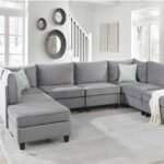 Simona Grey Velvet 8-Seater Modular Sectional Sofa Set