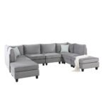 Simona Grey Velvet 8-Seater Modular Sectional Sofa Set - Image 3