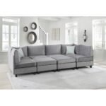 Simona Grey Velvet 8-Seater Modular Sectional Sofa Set - Image 4